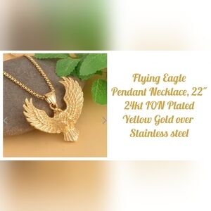 Beautiful 'flying eagle' necklace, 24kt ION plated